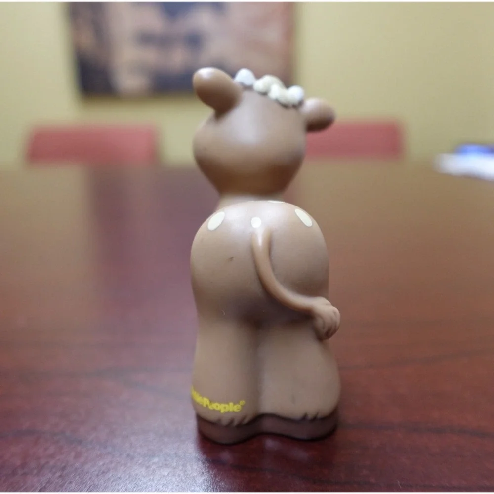 Fisher Price Little People Cow Calf‎ Tan White Farm Animal Figure 2002 Mattel